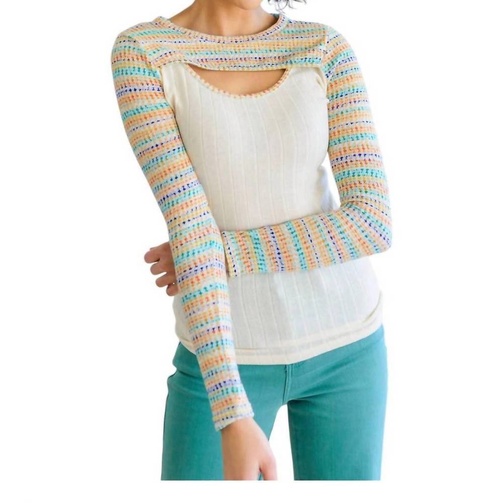 NEW SUGARFOX layered cut out top in beige